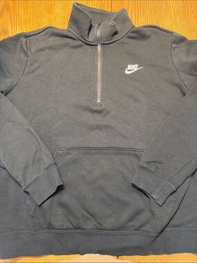 Nike Men’s Black Half-Zip Pullover with White Logo